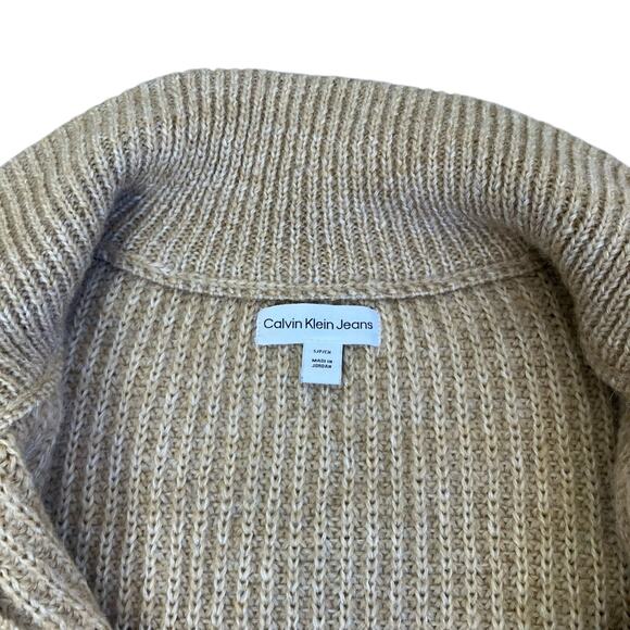 Calvin Klein Sz S Oversized Chunky Knit Boxy Sweater Mock Neck 1/2 Zip Cropped - Picture 12 of 16
